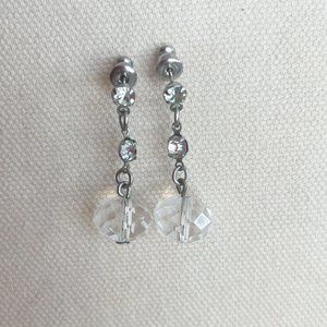 Silver-toned Crystal Drop Earrings